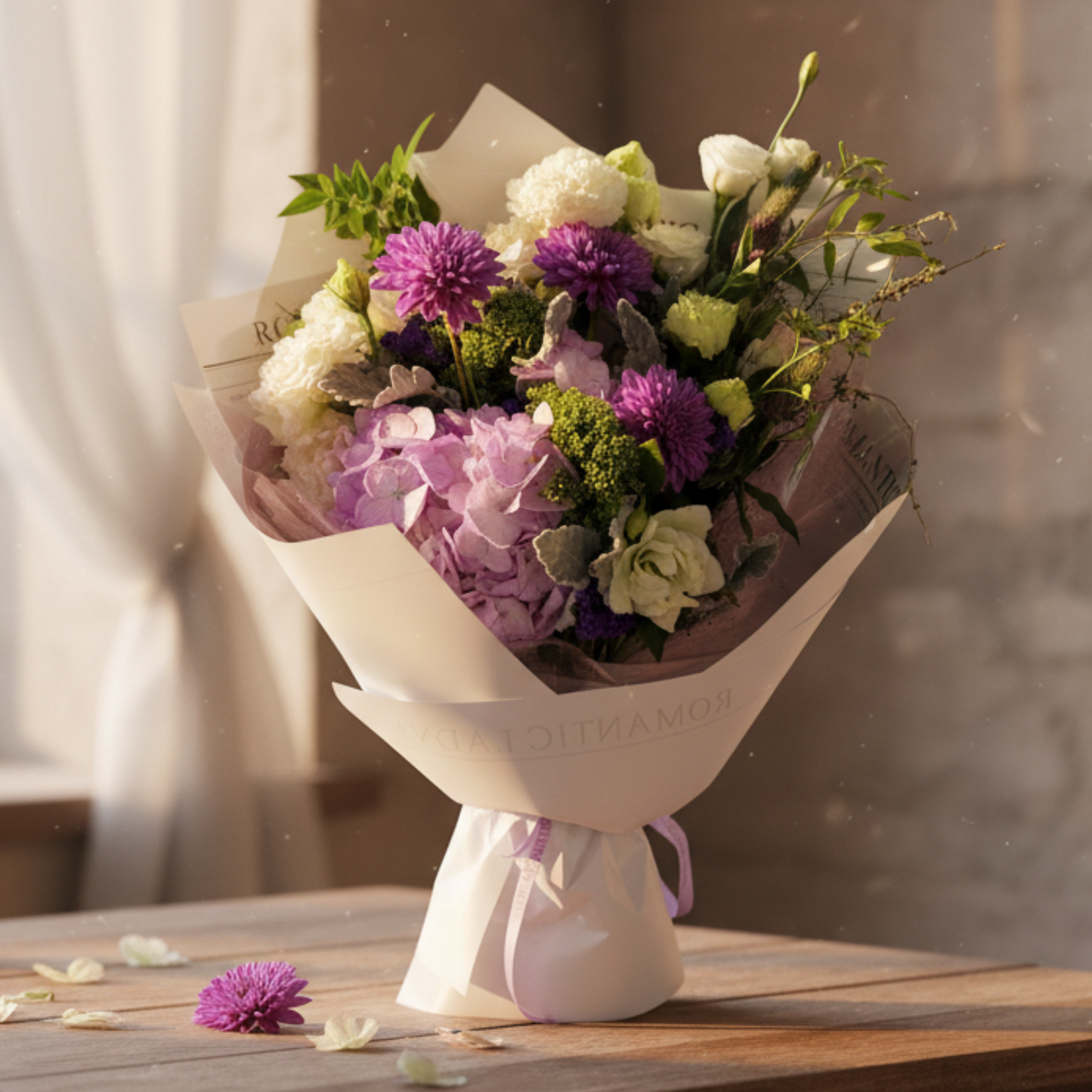 格蘭花店 - 鮮花花束 (大理花、繡球花、桔梗、米蘭葉及其他襯花) [FB052]