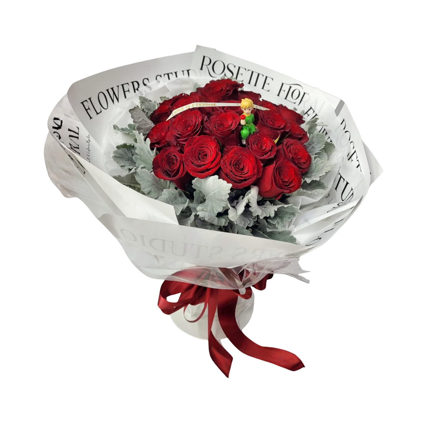 格蘭花店 - 鮮花花束 (玫瑰24枝、米娜葉) [FB060]