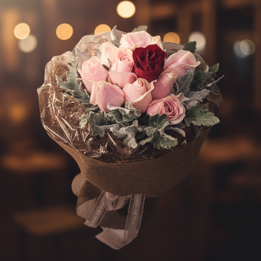 格蘭花店 - 鮮花花束 (白合、桔梗及其他襯花) [FB077]