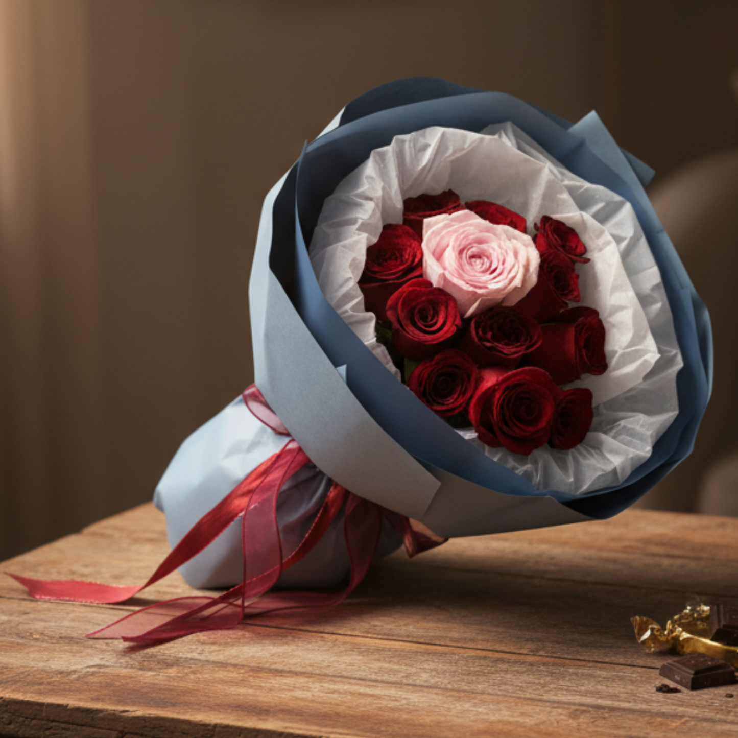 格蘭花店 - 鮮花花束 (紅玫瑰10枝、粉玫瑰1枝) [FB082]