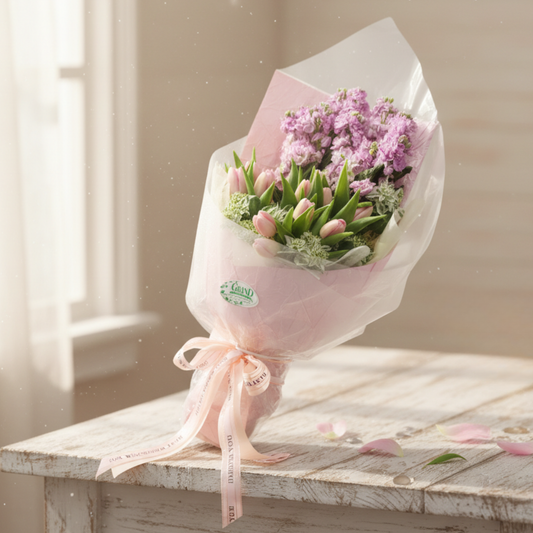 格蘭花店 - 鮮花花束 (鬱金香、紫羅蘭及其他襯花) [FB085]