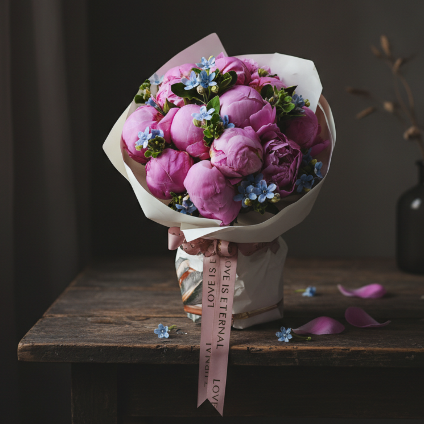 格蘭花店 - 鮮花花束 (牡丹10枝及藍星花) [FB093]