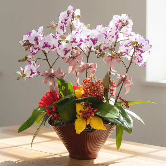 格蘭花店 - 中花蝴蝶蘭5枝 [FB102] 蘭花 辦公室枱花 大堂枱花 開張 新春蘭花 年花 自家蘭花園種植