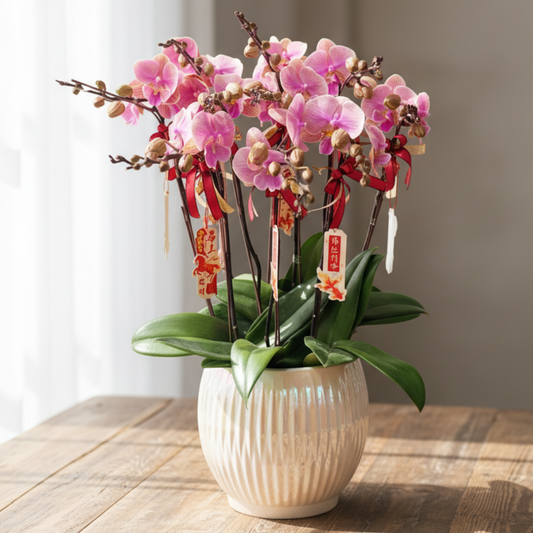 格蘭花店 - 大花蝴蝶蘭8枝 [FB104] 蘭花 辦公室枱花 大堂枱花 開張 新春蘭花 年花 自家蘭花園種植