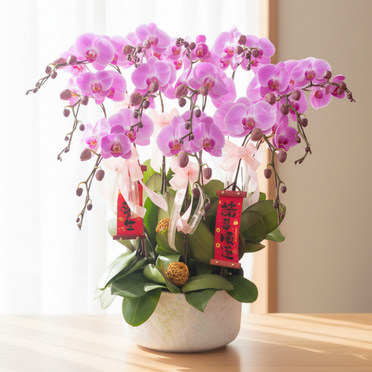 格蘭花店 - 大粉花蝴蝶蘭10枝 [FB108] 蘭花 辦公室枱花 大堂枱花 開張 新春蘭花 年花 自家蘭花園種植