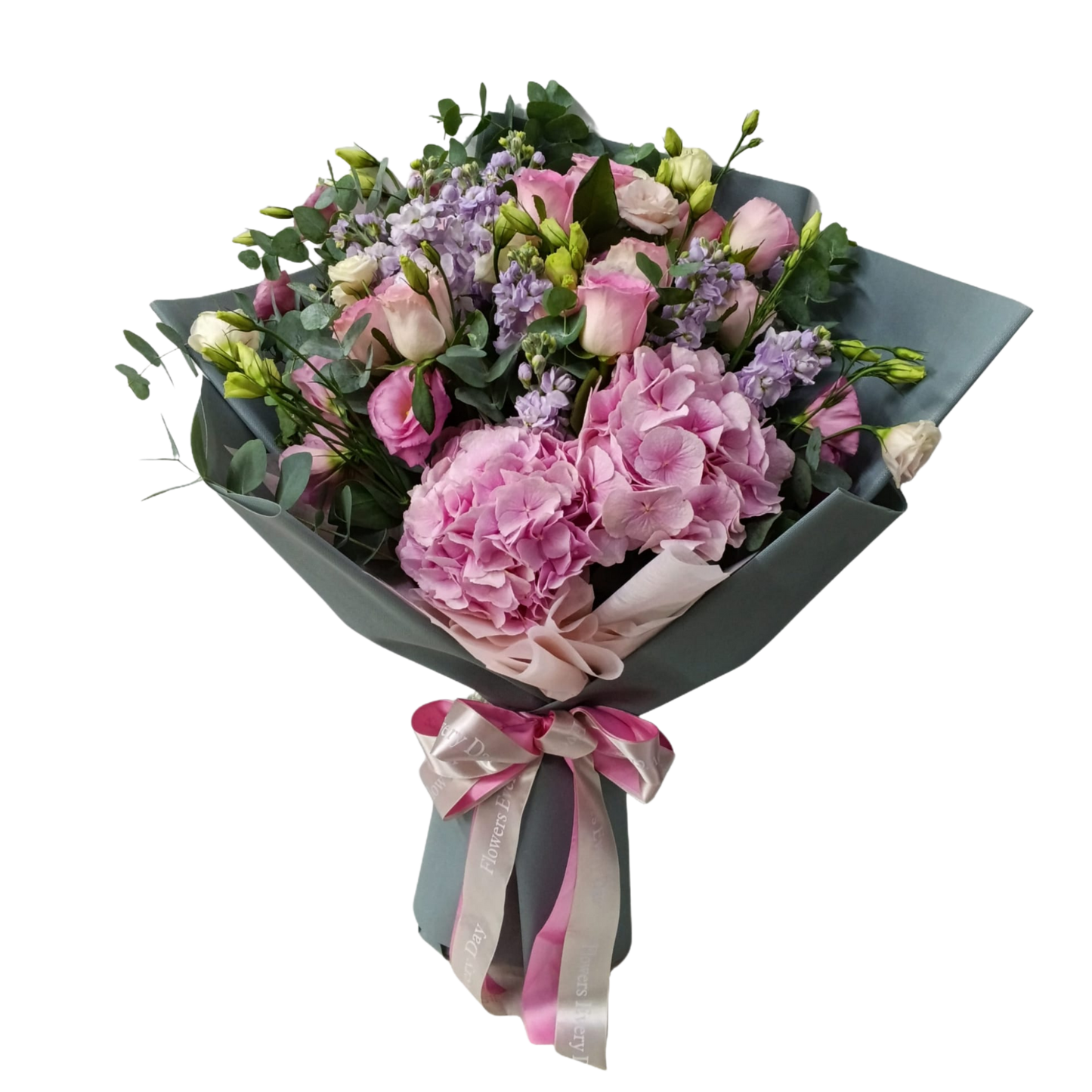 格蘭花店 - 鮮花花束 (繡球花、玫瑰、日本麝香、桔梗、尤加利葉及其他襯花) [FB112]