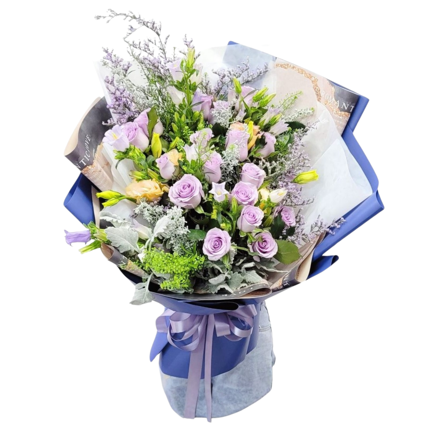格蘭花店 - 鮮花花束 (紫玫瑰20枝、風鈴花、情人草、桔梗、及其他襯花) [FB121]