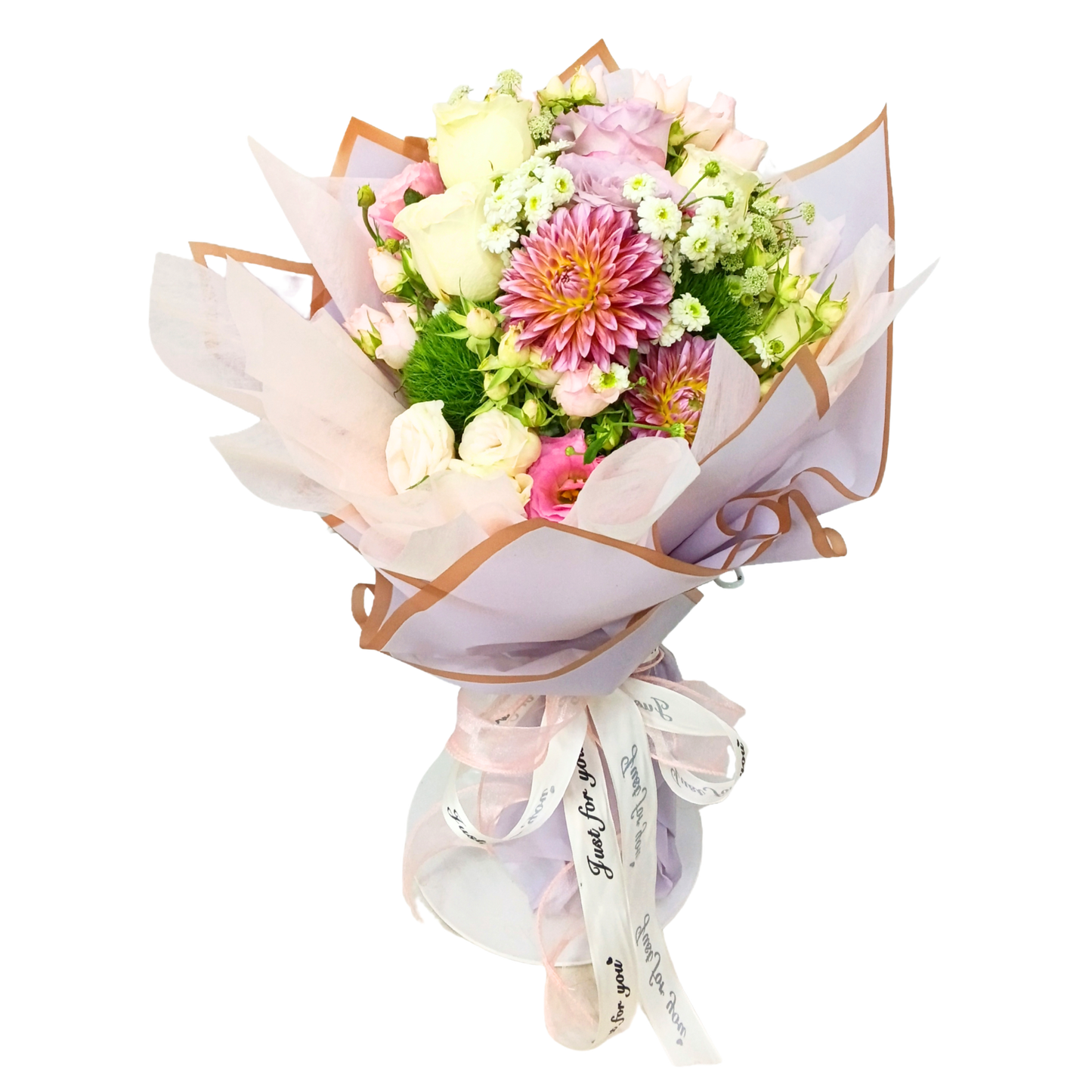 格蘭花店 - 鮮花花束 (大理花、玫瑰6枝、小玫瑰及其他襯花) [FB130]