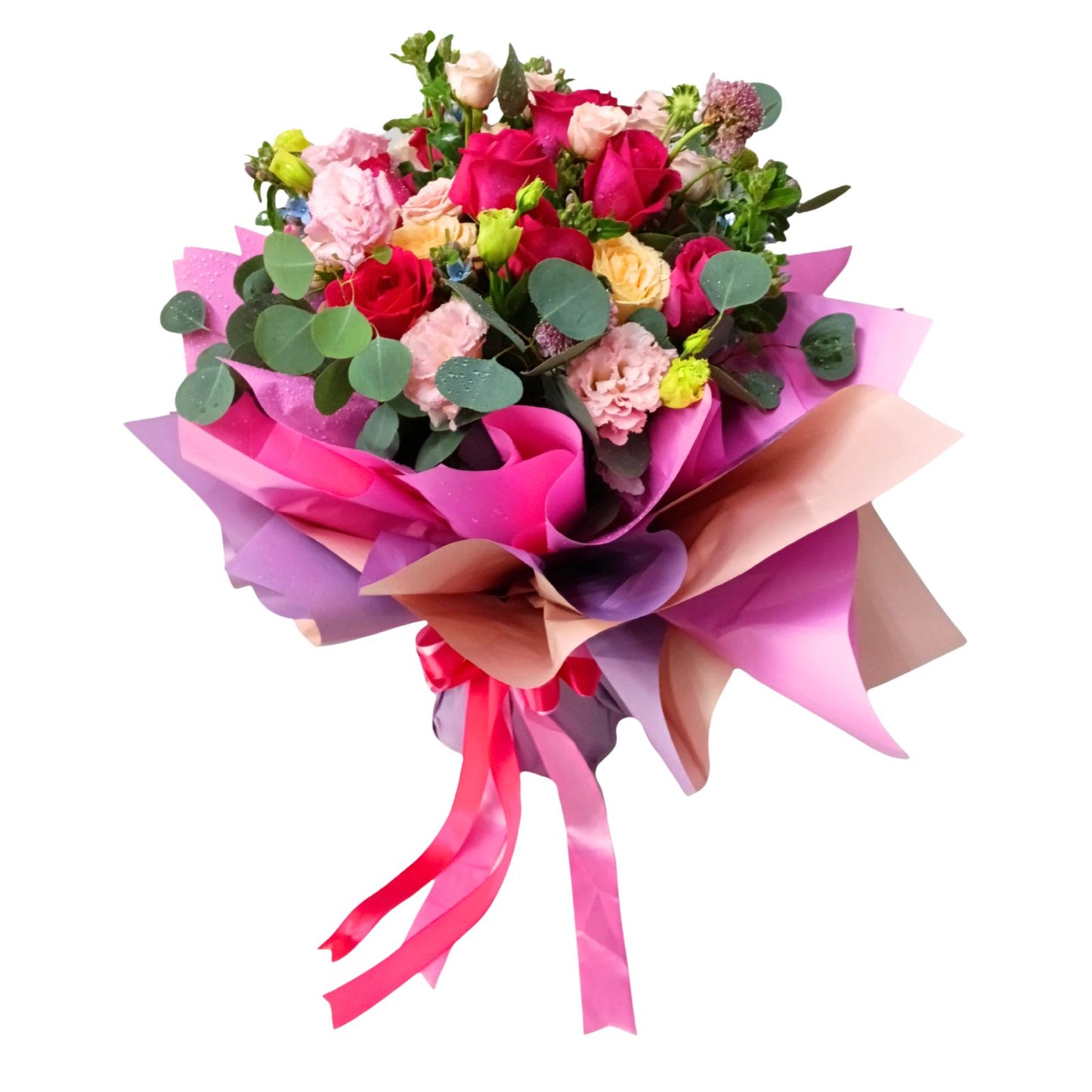 格蘭花店 - 鮮花花束 (玫瑰10枝、桔梗、尤加利葉及其他襯花) [FB147]