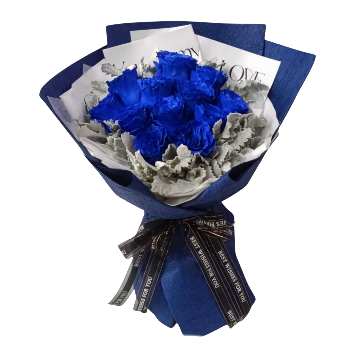 格蘭花店 - 鮮花花束 (厄瓜多爾藍玫瑰12枝及襯花等) [FB14925]