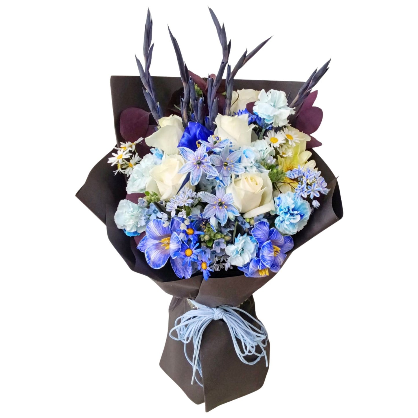 格蘭花店 - 鮮花花束 (染色鬱金香、染色康乃馨、 藍星花、劍蘭及其他襯花) [FB26005]