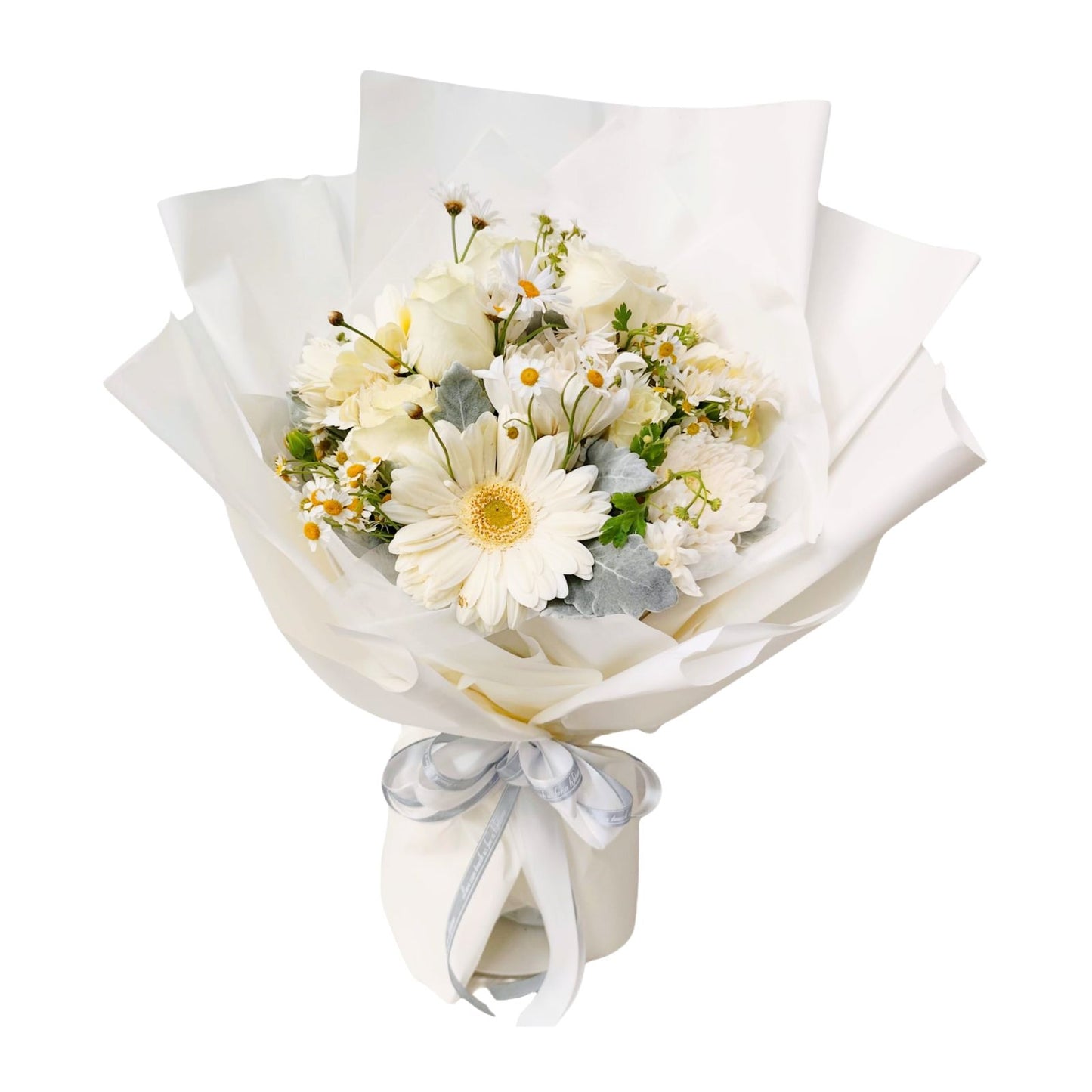 格蘭花店 - 鮮花花束 (太陽花、菊花、小雛菊、玫瑰、米娜葉及其他襯花) [FB26017]