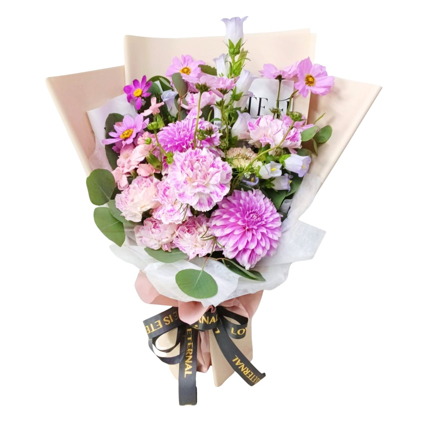 格蘭花店 - 鮮花花束 (大理花、康乃馨、風鈴花、 小菊花、尤加利葉及其他襯花) [FB26026]
