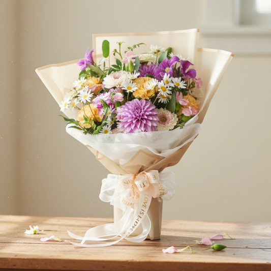 格蘭花店 - 鮮花花束 (鐵線蓮、大理花、太陽花、康乃馨、 小菊花及其他襯花) [FB26028]