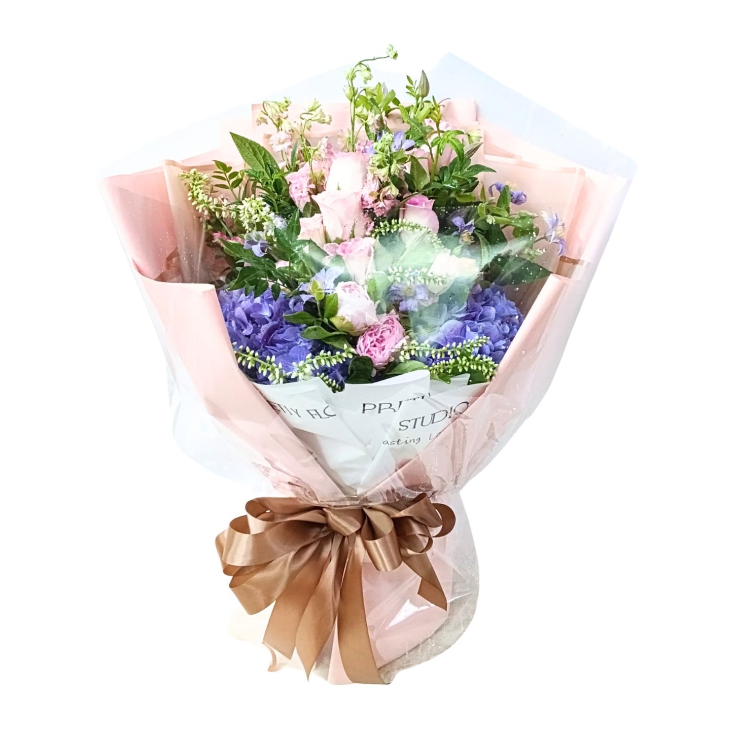 格蘭花店 - 鮮花花束 (繡球花、玫瑰、鐵線蓮、小飛燕及其他襯花) [FB26040]
