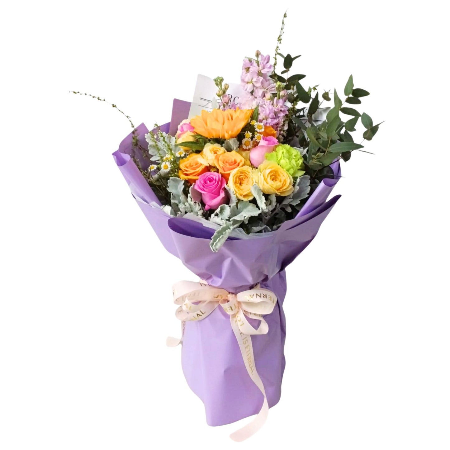 格蘭花店 - 鮮花花束 (向日葵、玫瑰、日本麝香、小菊、尤加利葉及其他襯花) [FB26307]