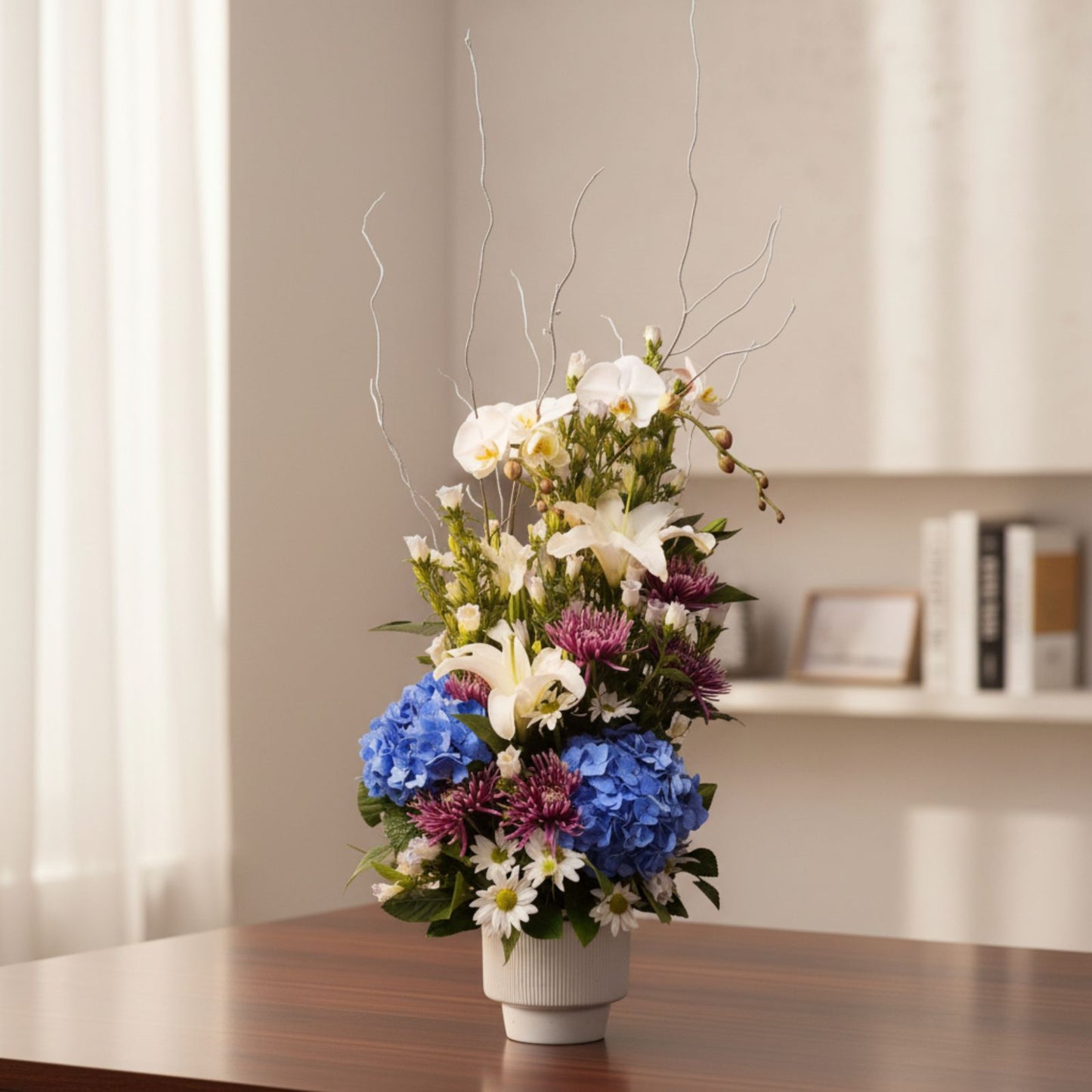 格蘭花店 - 白事枱花 (繡球花、風鈴花、百合、菊花、蝴蝶蘭及其他襯花) [FC26414]