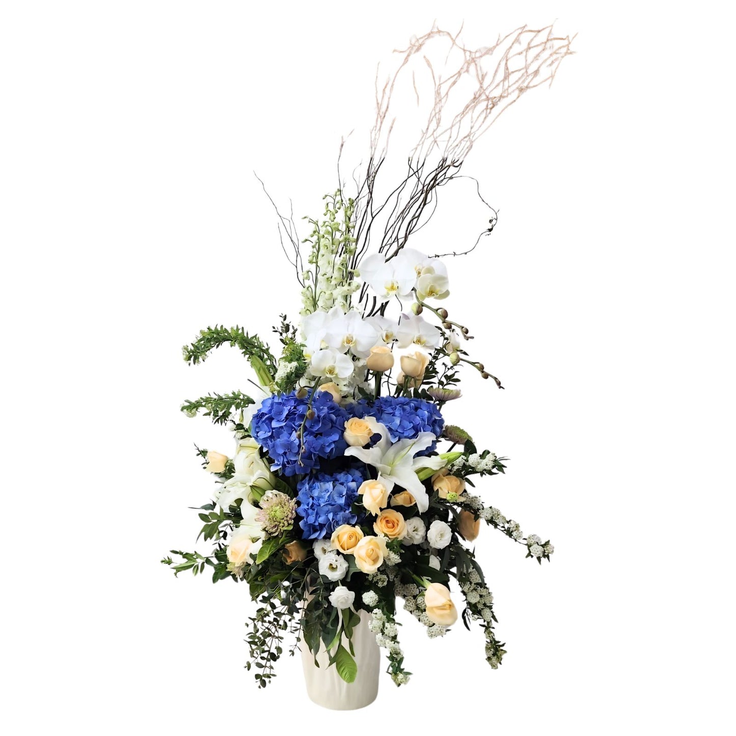 格蘭花店 - 白事枱花 (大飛燕、繡球花、小繡球、玫瑰、百合、菊花、桔梗、蝴蝶蘭及其他襯花) [FC26415]