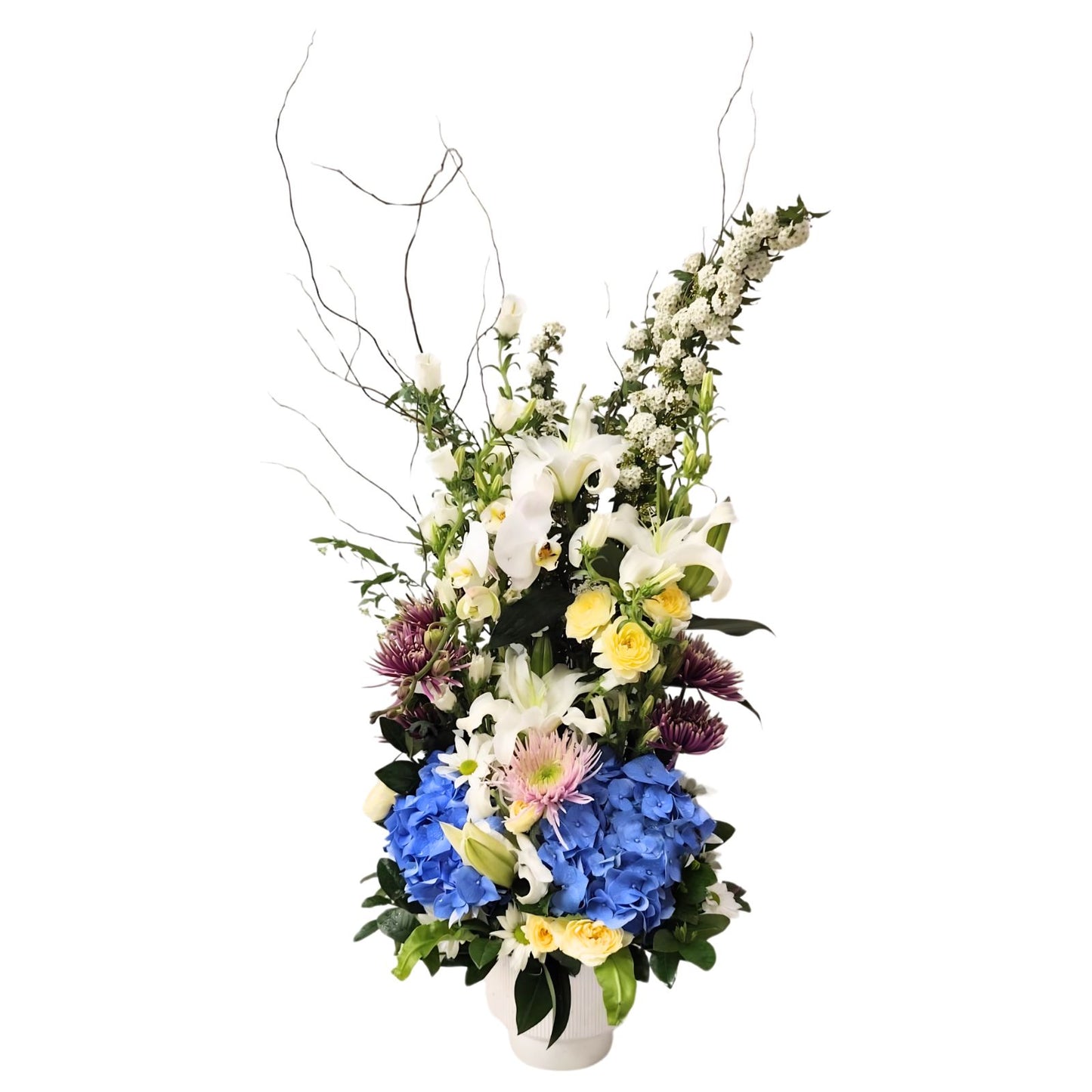 格蘭花店 - 白事枱花 (風鈴花、繡球花、小繡球、玫瑰、百合、菊花及其他襯花) [FC26416]
