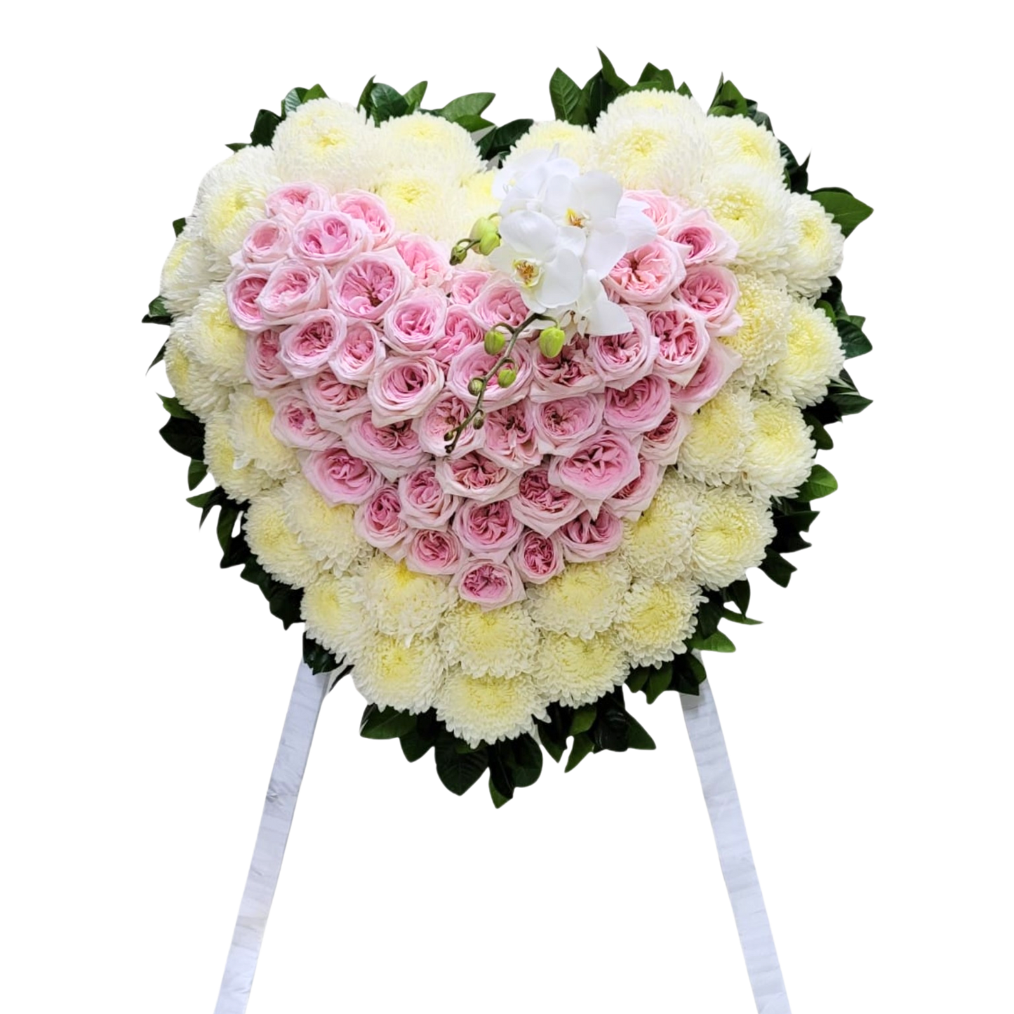 格蘭花店 - 心型花圈 (玫瑰、桔梗、小菊、菊花及其他襯花) [FHW004] 喪禮 殯儀 告別式 追思會