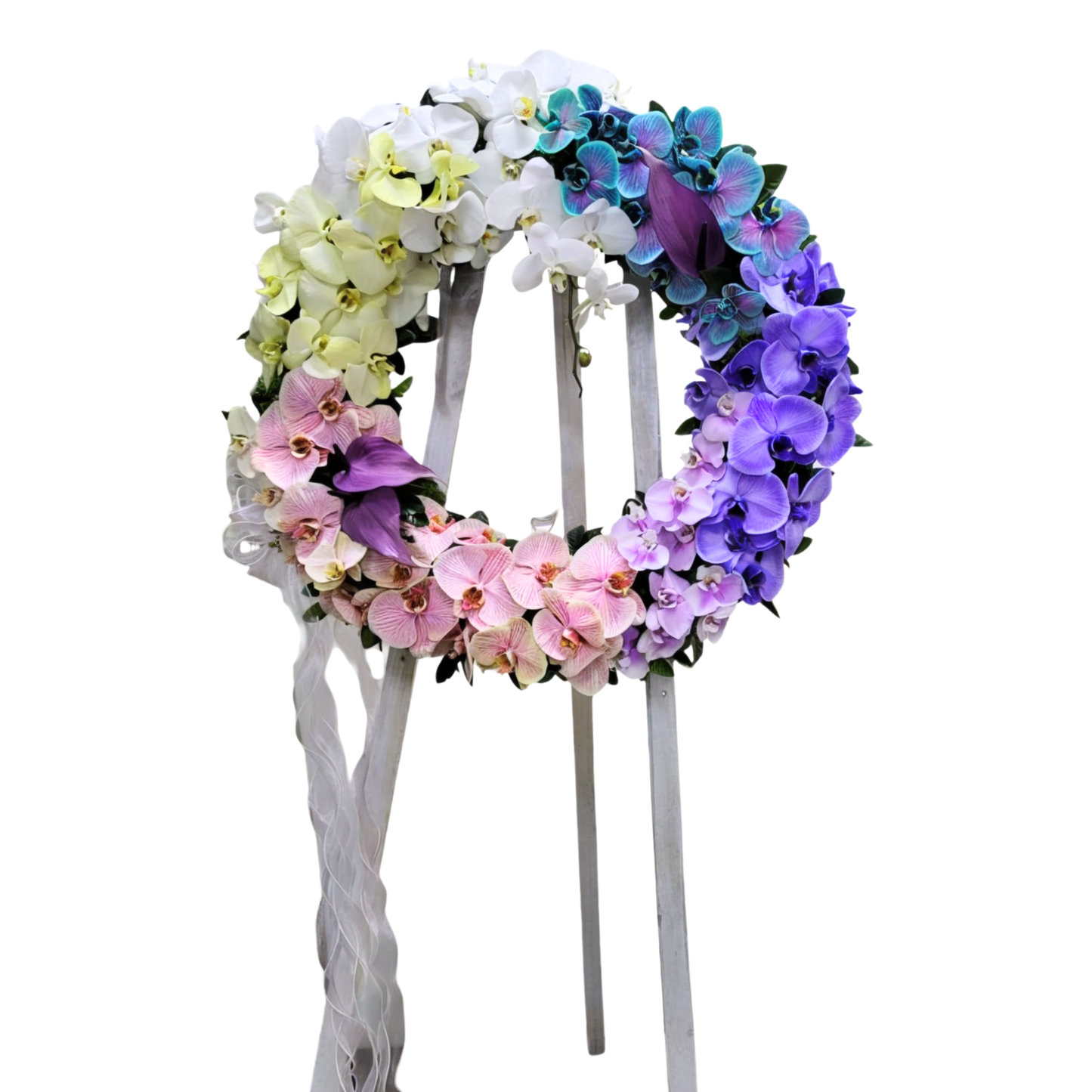 格蘭花店 - 白事花圈 (馬卡龍蝴蝶蘭及其他襯花) [FW026] 喪禮 殯儀 告別式 追思會