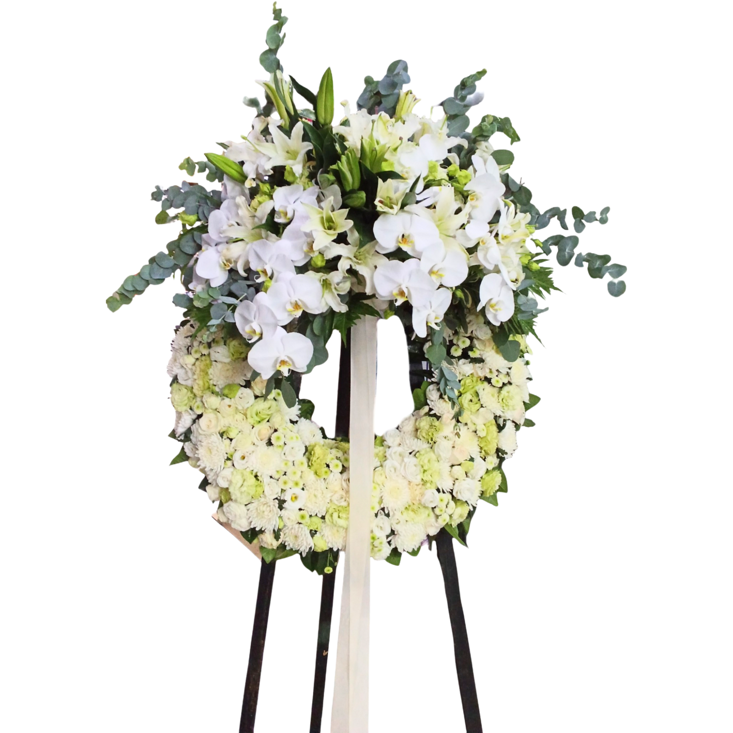 格蘭花店 - 白事花圈 (桔梗、大理花、小菊、菊花、蝴蝶蘭、繡球花、百合、綠掌及其他襯花) [FW031] 喪禮 殯儀 告別式 追思會