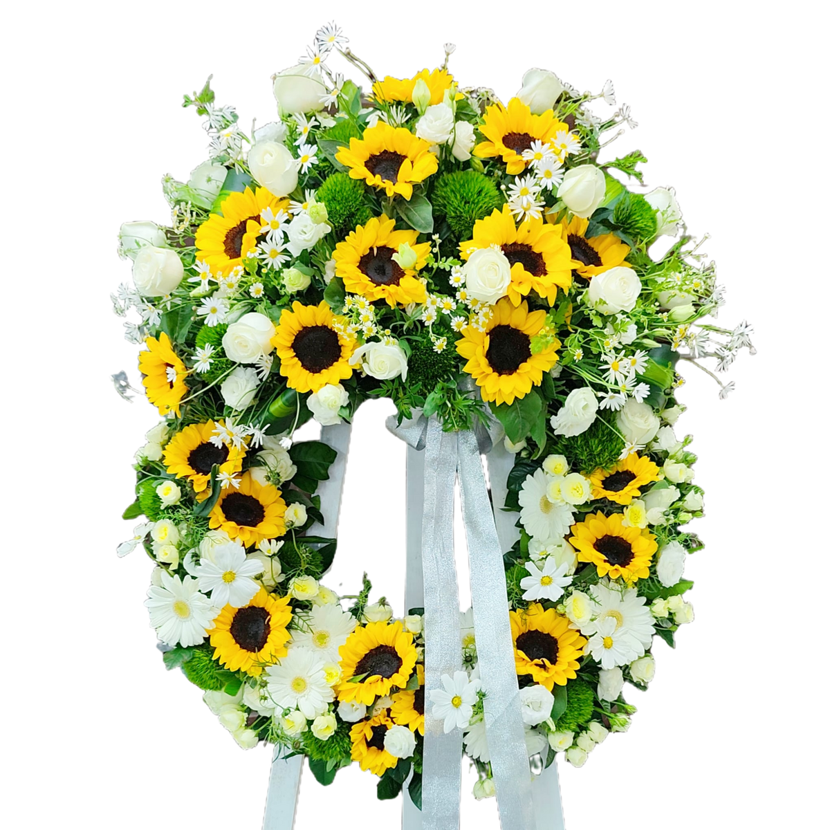 格蘭花店 - 白事花圈 (向日葵、太陽花、玫瑰、綠毛球、小玫瑰、小菊、菊花及其他襯花) [FW26403]