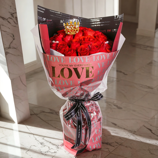 格蘭花店 - 鮮花花束 (A級紅玫瑰30枝及襯花) [GF00081]