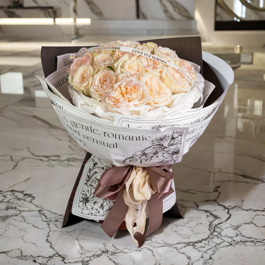 格蘭花店 - 鮮花花束 (荔枝玫瑰20枝及襯花) [GF00082]