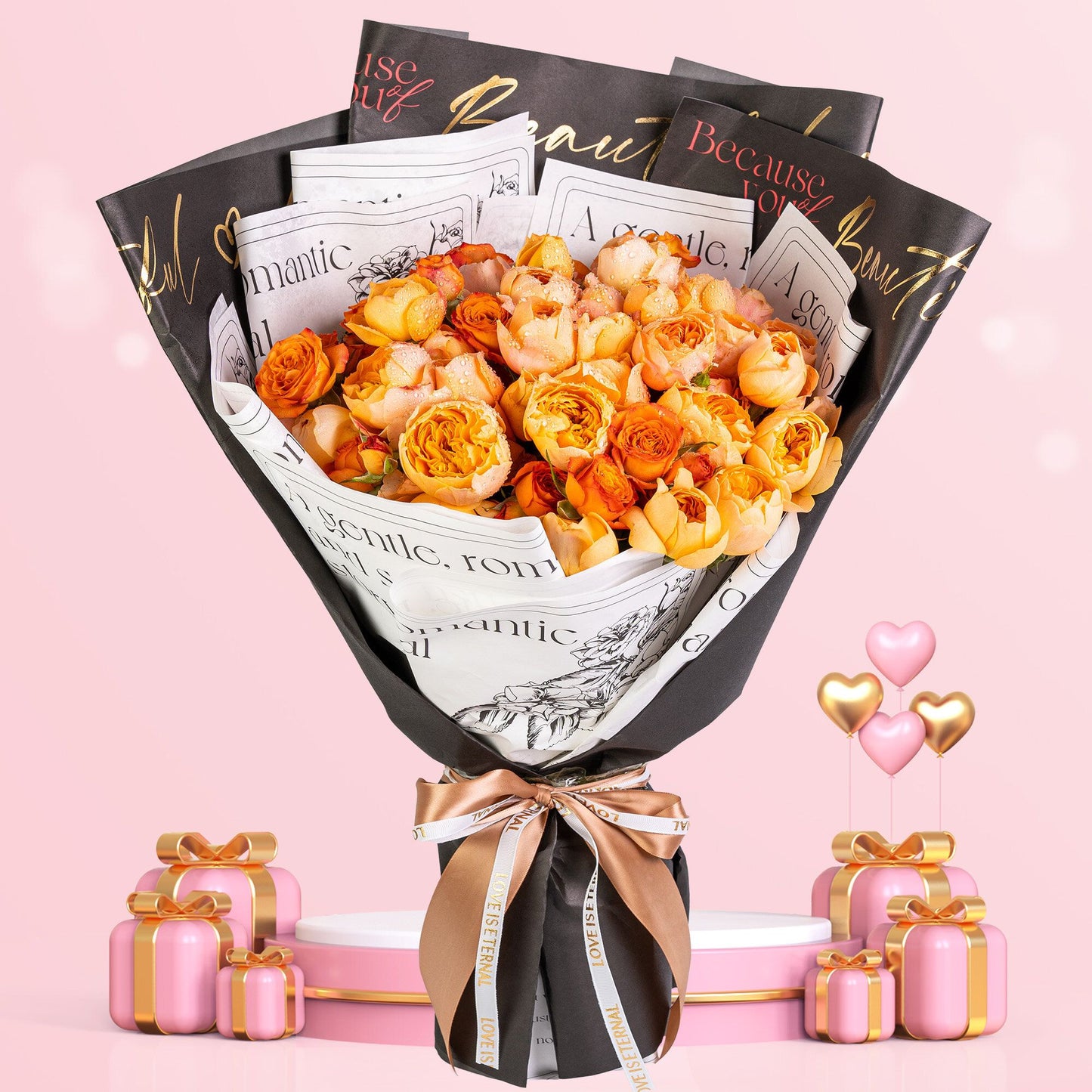 格蘭花店 - 鮮花花束 (泡泡小玫瑰12支及襯花) [GF00091]