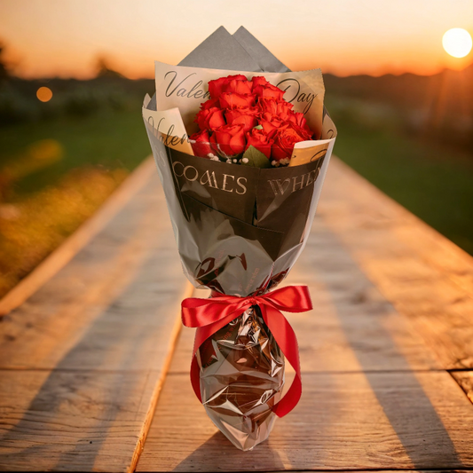 格蘭花店 - 鮮花花束 (紅玫瑰18枝＋滿天星及襯花) [GF00093]