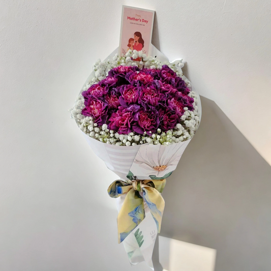 格蘭花店 - 鮮花花束 (康乃馨20支、滿天星) [GF00131]