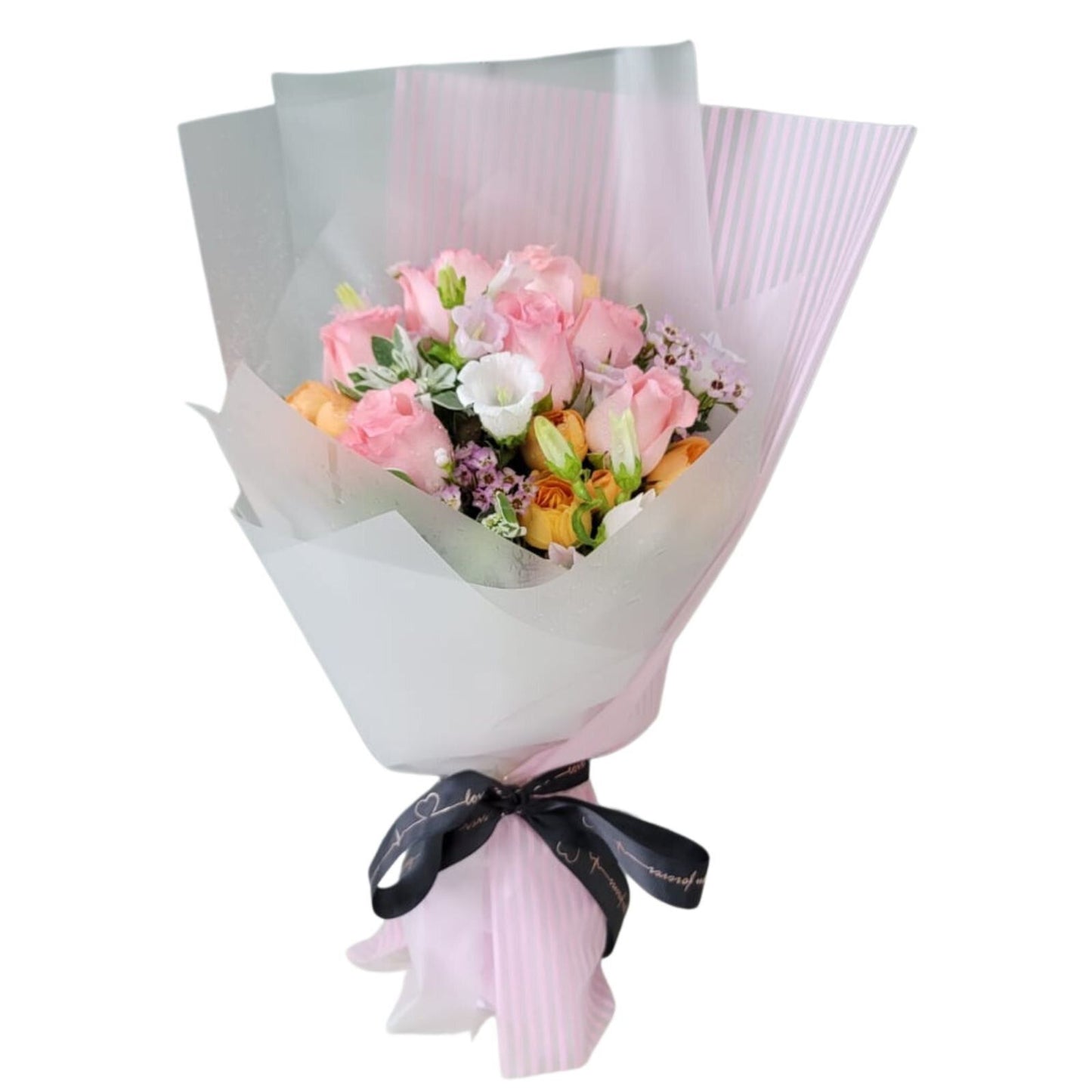 格蘭花店 - 鮮花花束 (粉玫瑰花束、小玫瑰、立梅、風鈴、葉上花及襯花) [GF00151]