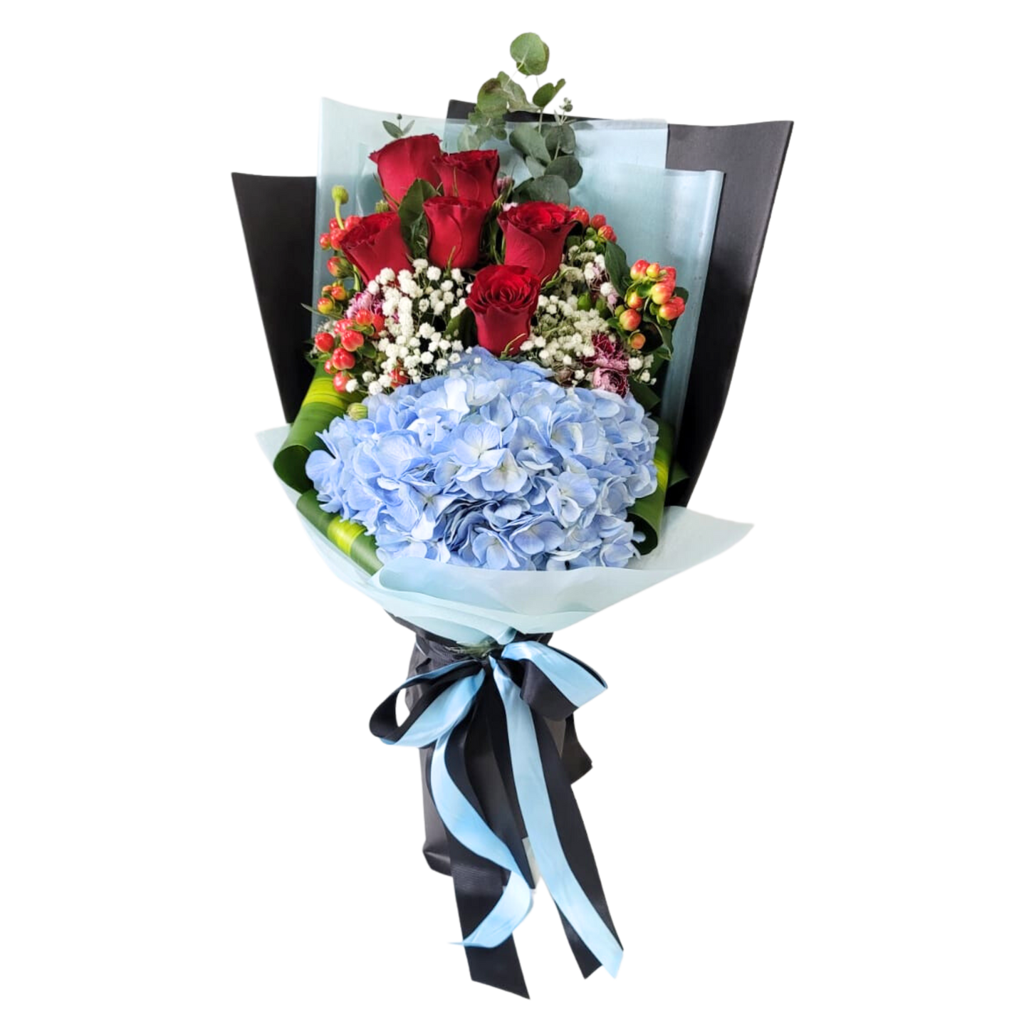 格蘭花店 - 鮮花花束 (繡球花、玫瑰及襯花) [GF00159]