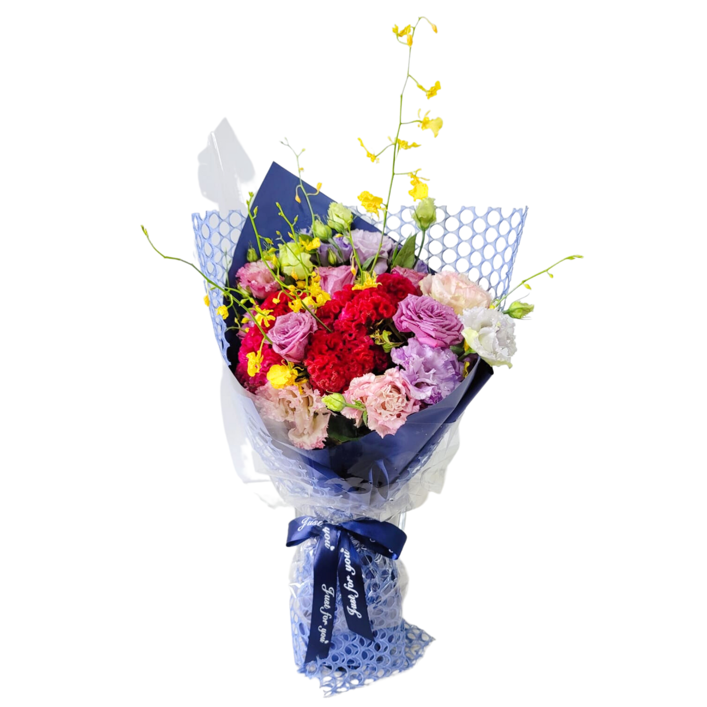 格蘭花店 - 鮮花花束 (跳舞蘭、雞冠、玫瑰及桔梗等) [GF00215]