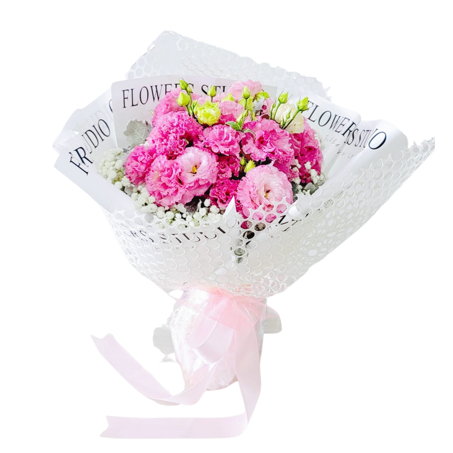 格蘭花店 - 鮮花花束 (粉色波浪桔梗及滿天星等) [GF00217]