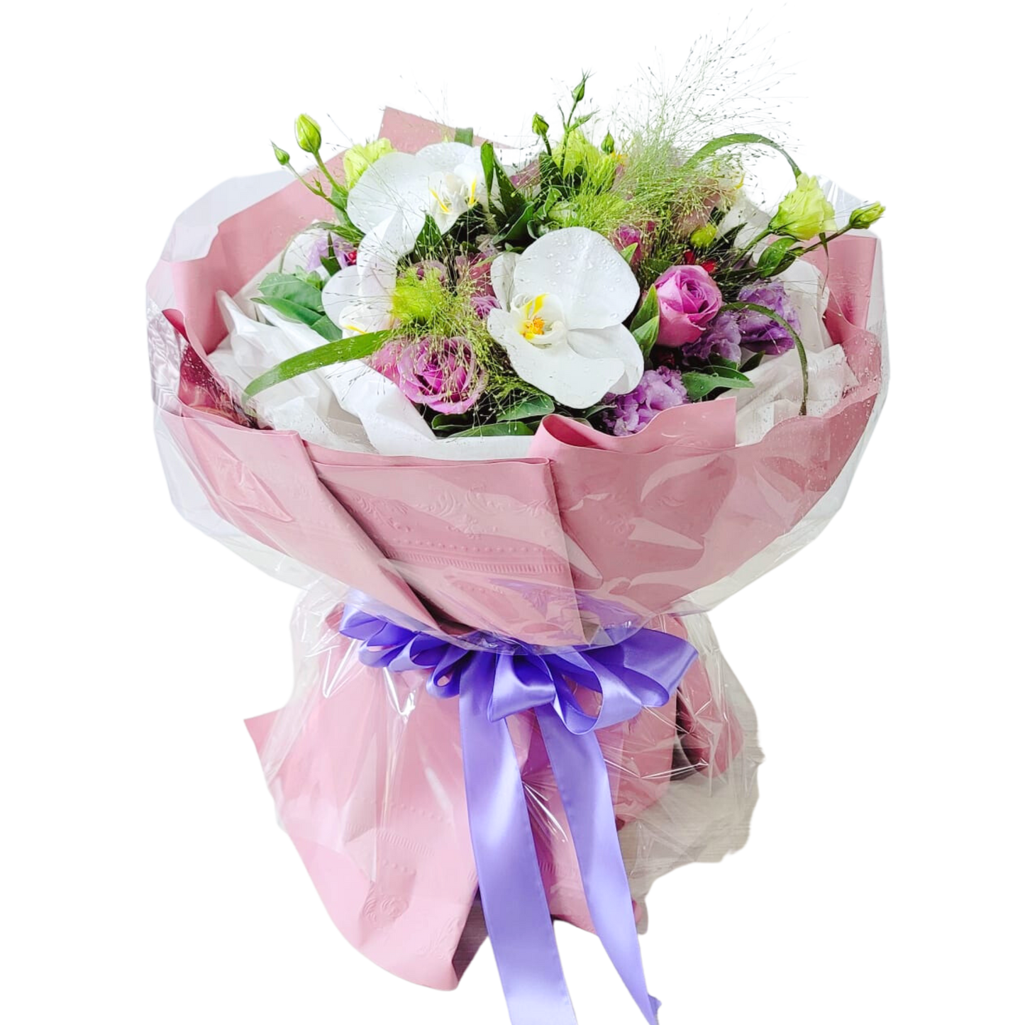 格蘭花店 - 鮮花花束 (蝴蝶蘭、玫瑰、繡球花、噴泉草及桔梗) [GF00222]