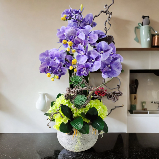 格蘭花店 - 仿真蝴蝶蘭絲花8棵 (紫色) [GF00225] 家居 寫字樓 新居入伙 新舖開張 送禮