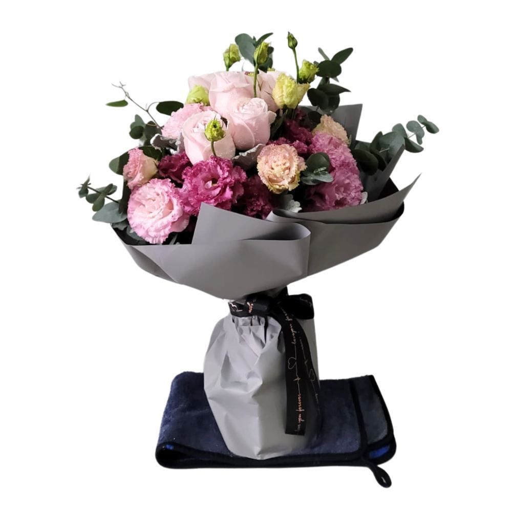 格蘭花店 - 鮮花花束 (玫瑰6支、桔梗、尤加利葉) [GF00251]