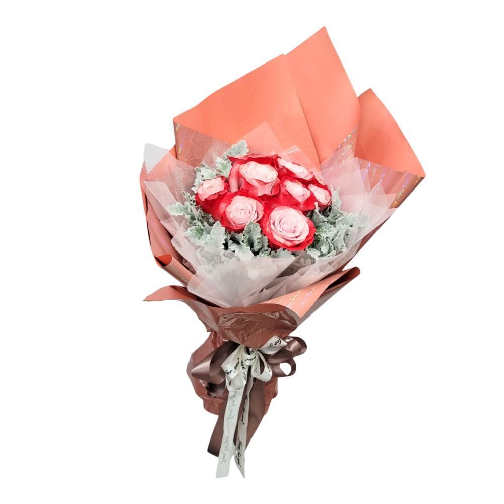 格蘭花店 - 鮮花花束 (玫瑰11支、尤加利葉、米娜等) [GF00259]