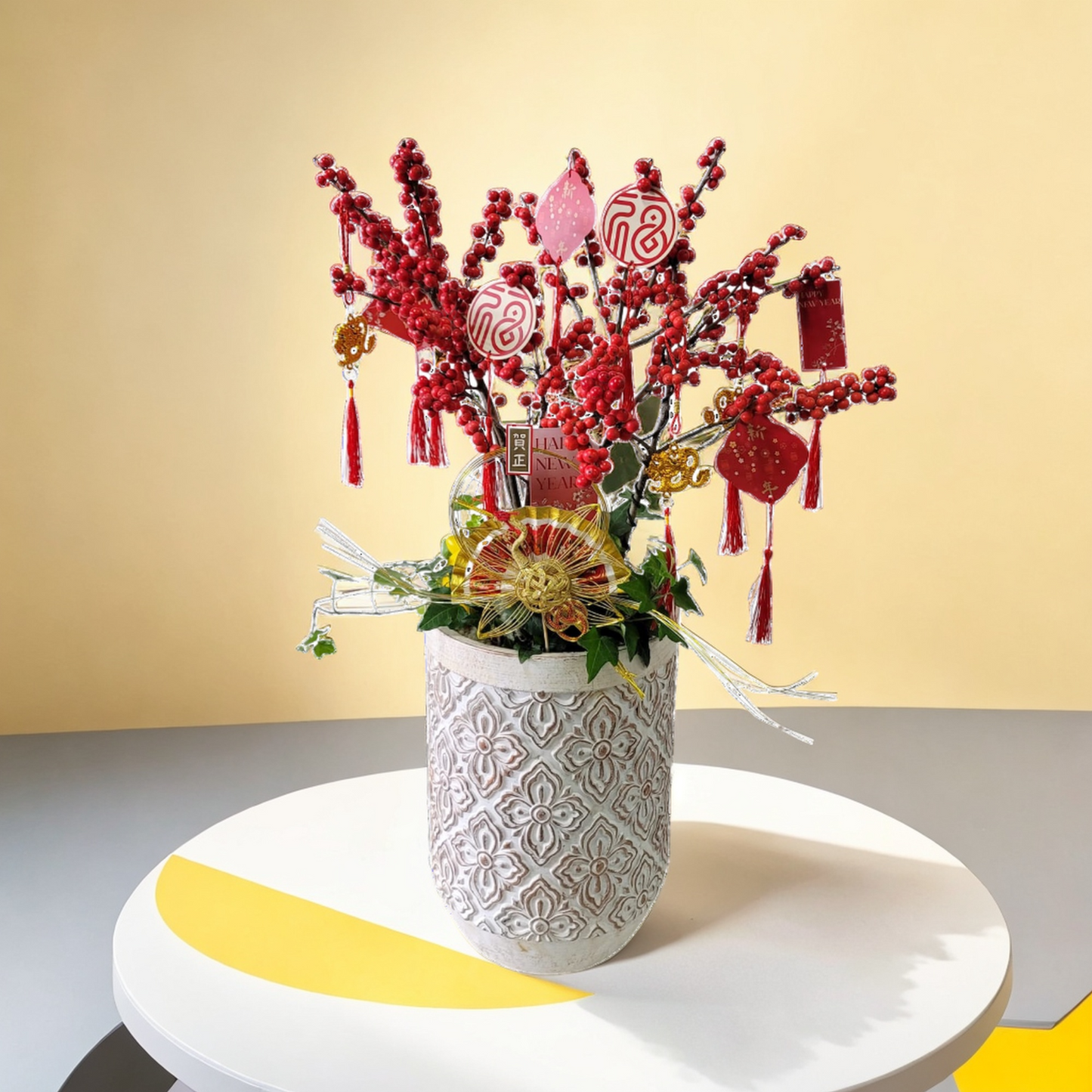 格蘭花店 - 新春開運 喜慶冬青 [GF00302] 辦公室枱花 大堂枱花 開張 新春 年花