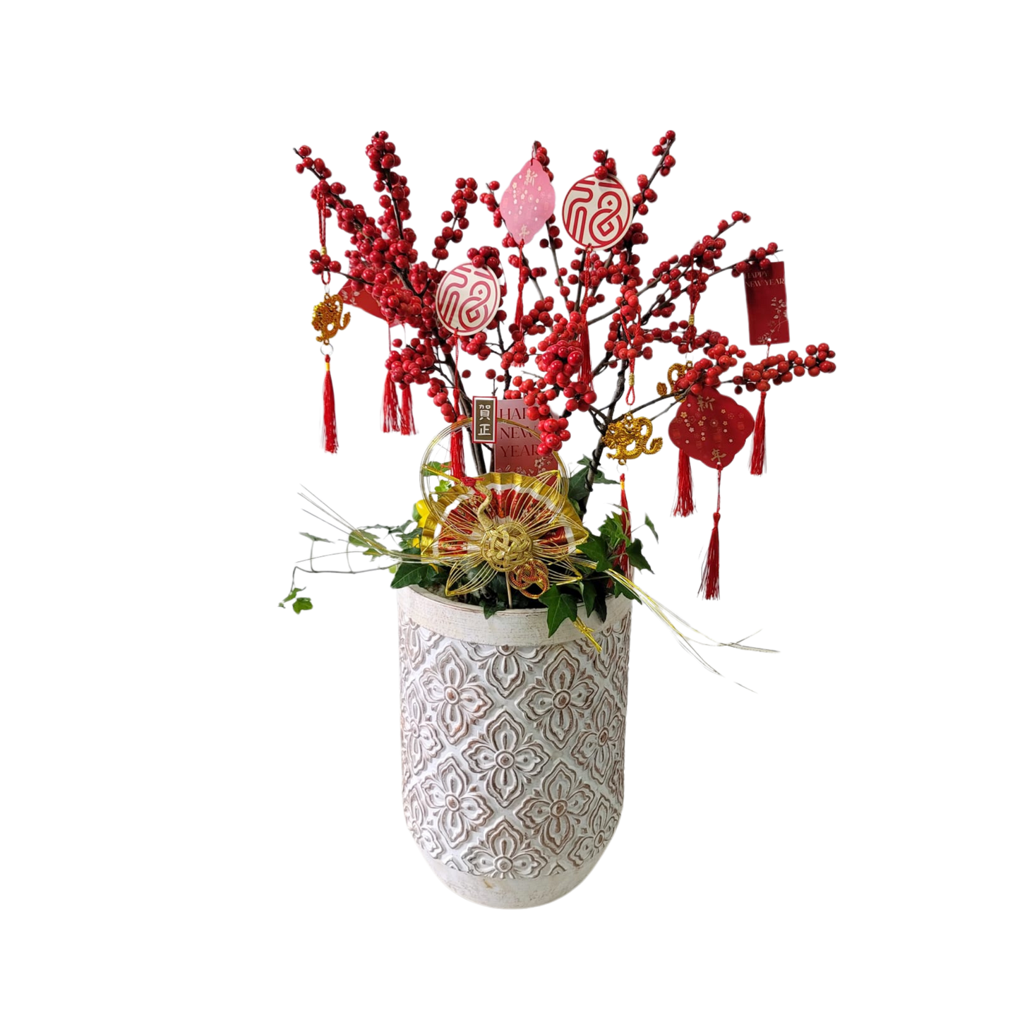 格蘭花店 - 新春開運 喜慶冬青 [GF00302] 辦公室枱花 大堂枱花 開張 新春 年花