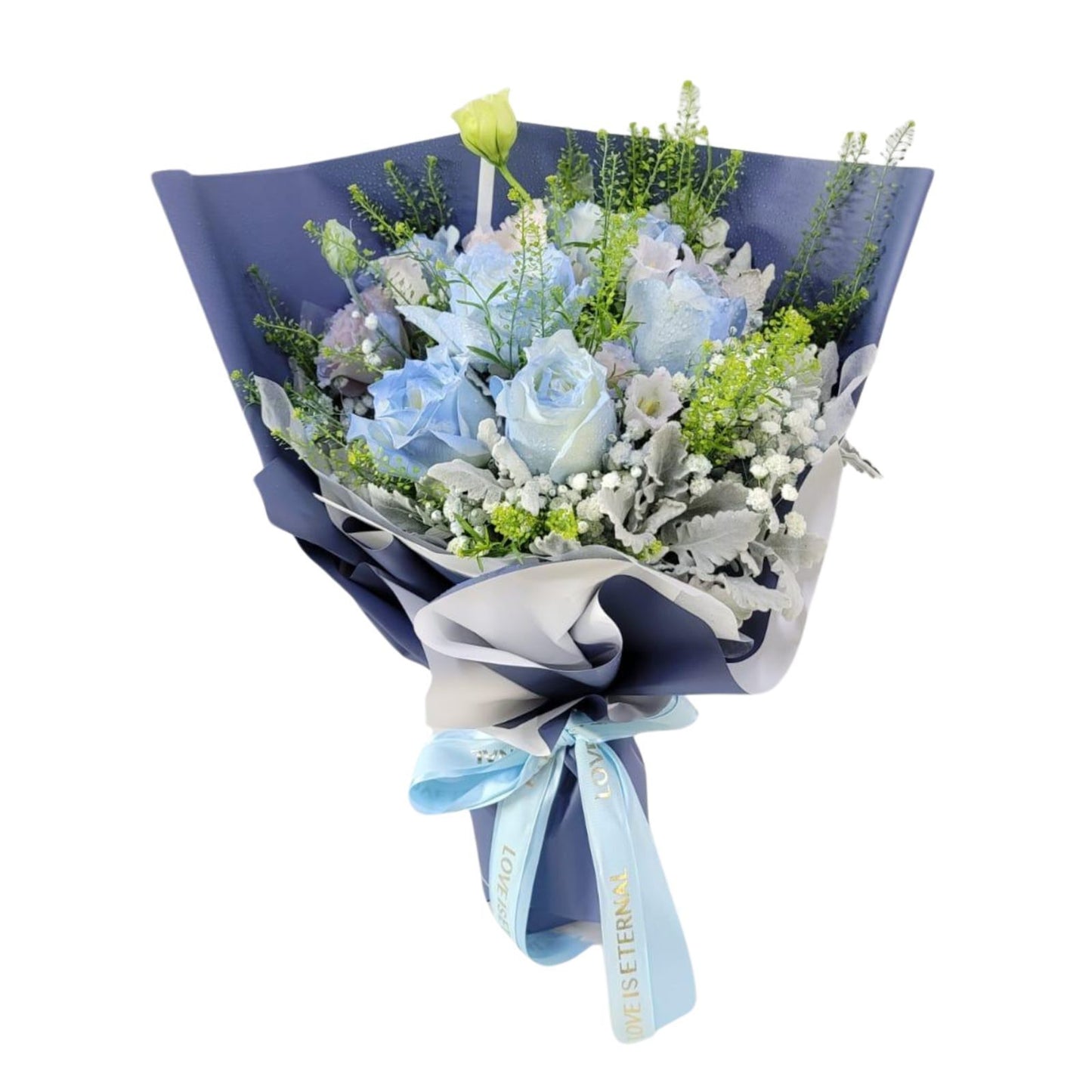 格蘭花店 - 藍色風情 鮮花花束 (烏托邦南玫瑰6支等) [GF00316]