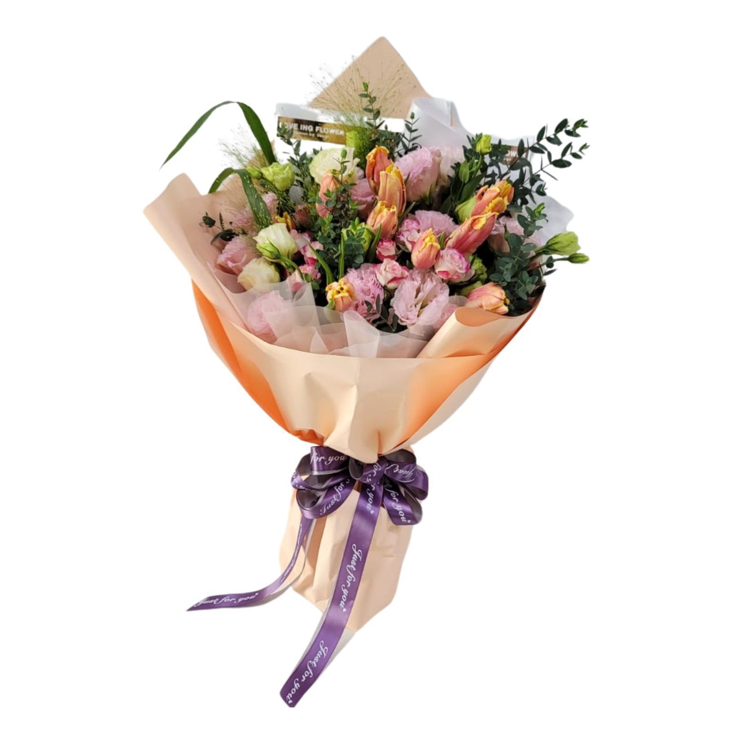 格蘭花店 - 心醉 鮮花花束 (鬱金香10支、桔梗及其他襯花) [GF00318]