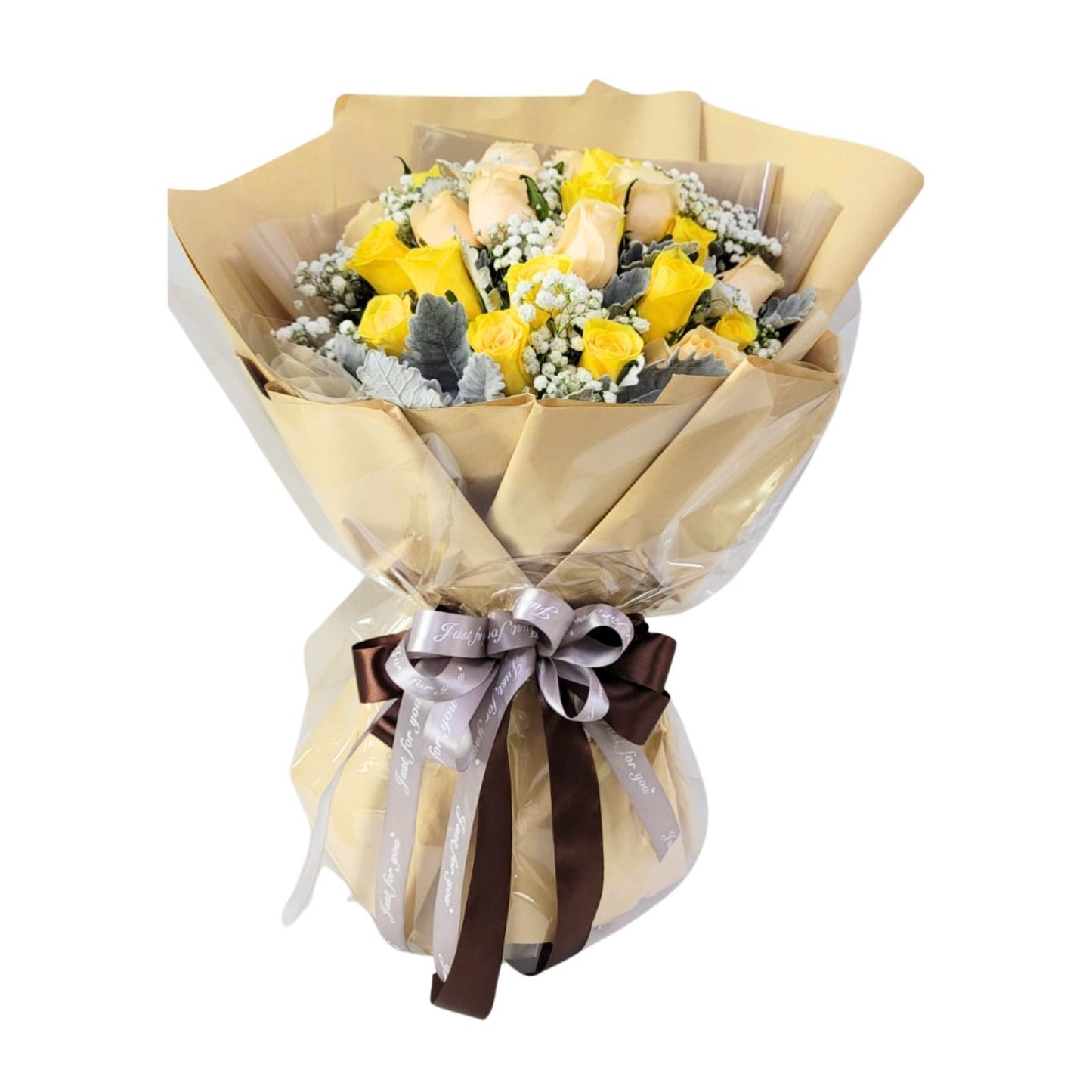 格蘭花店 - 相知 鮮花花束 (香檳玫瑰、黃玫瑰共24支) [GF00321]