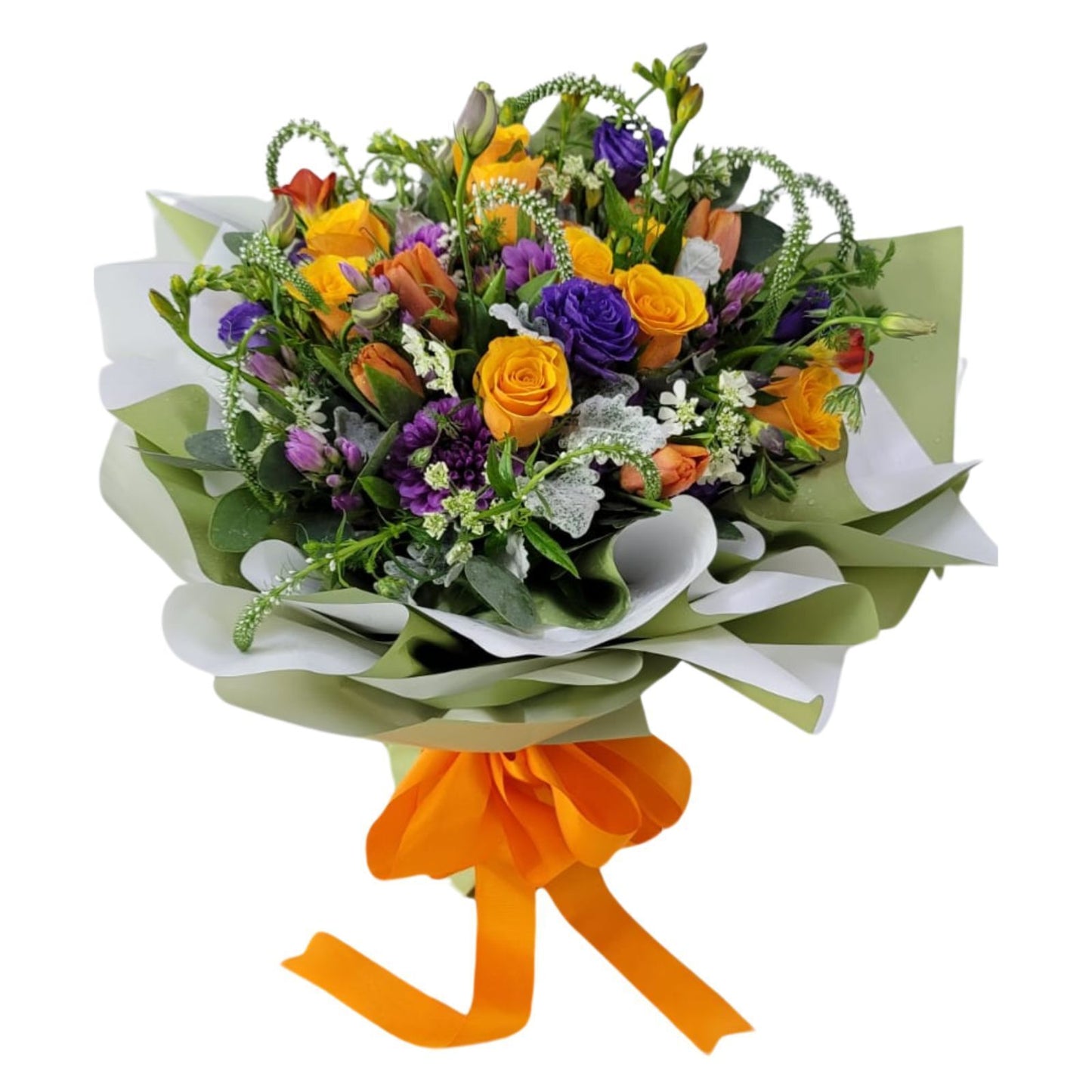 格蘭花店 - 恆久閃耀 鮮花花束 (鬱金香10支、玫瑰6支、較剪蘭、 鼠尾草、 桔梗及其襯花等) [GF00322]