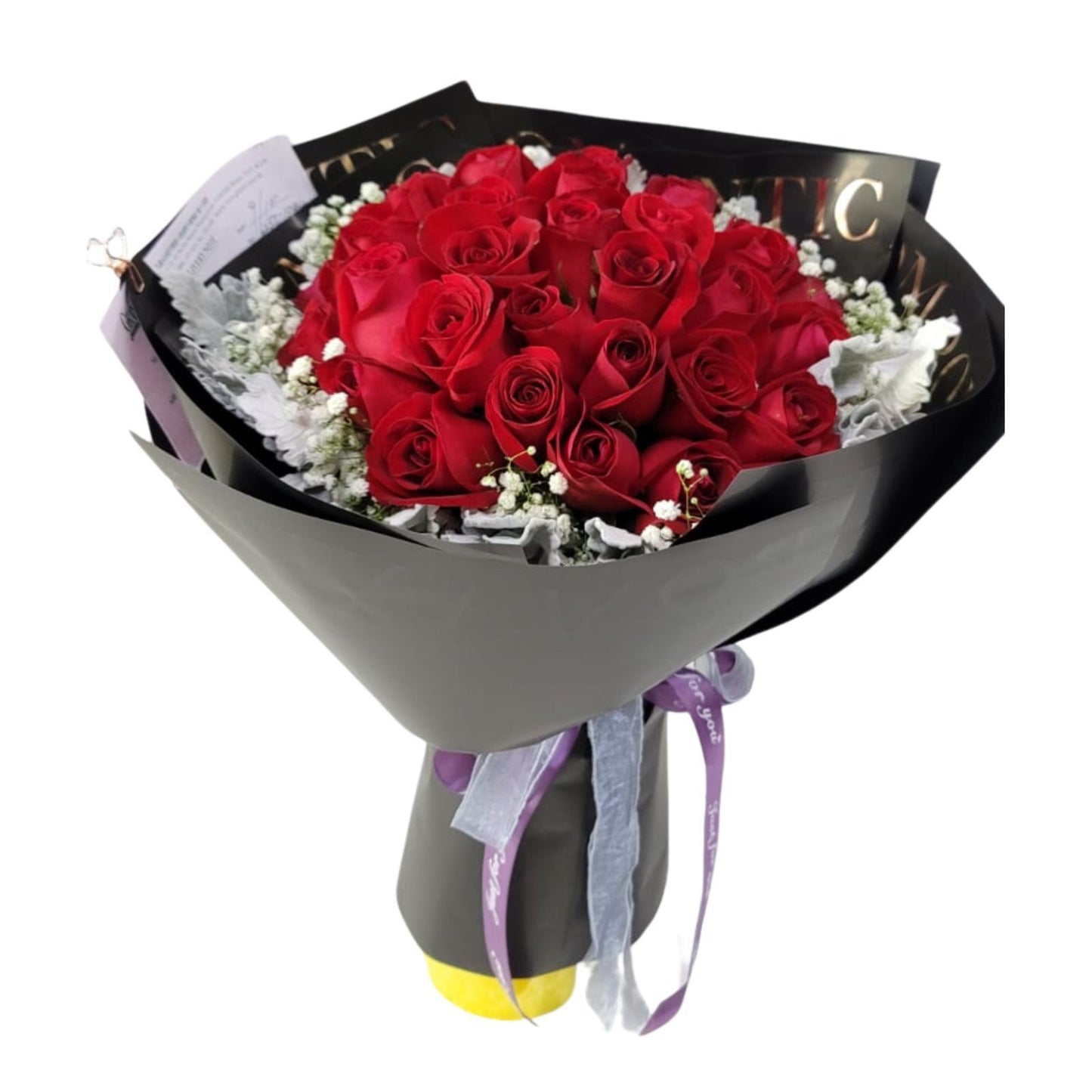 格蘭花店 - 情深的愛 鮮花花束 (紅玫瑰50支、滿天星及其他襯花) [GF00323]