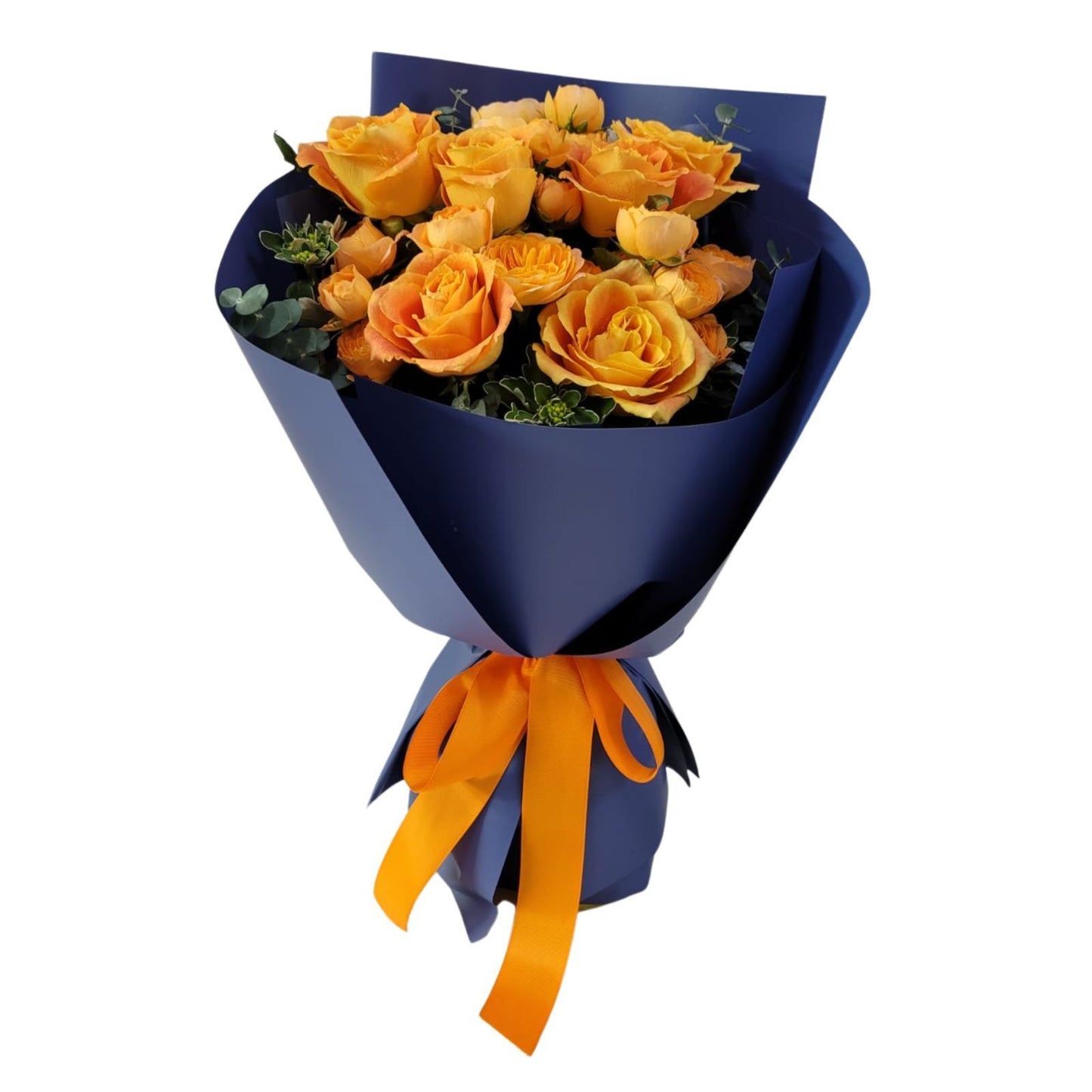 格蘭花店 - 甜蜜 鮮花花束 (橙玫瑰6枝、多頭橙小玫瑰3枝) [GF00324]