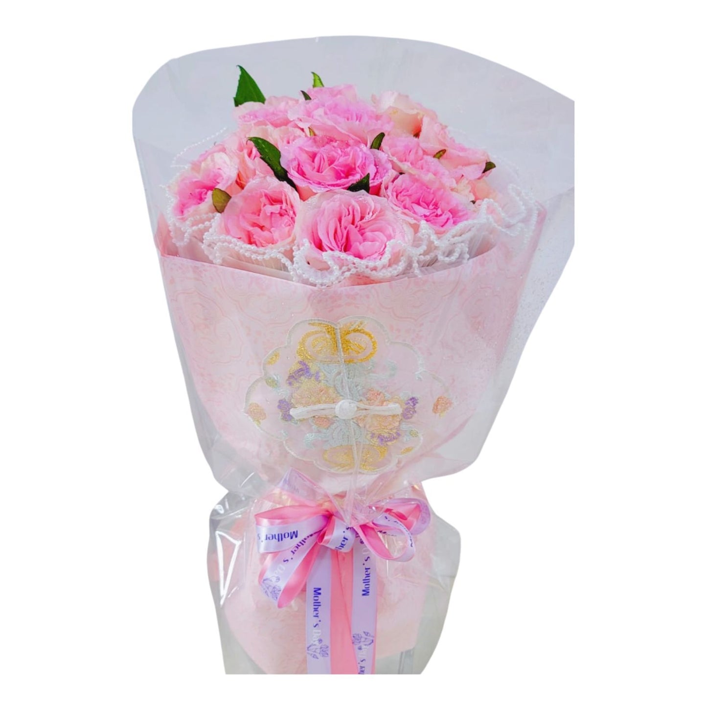 格蘭花店 - 溫馨的愛 鮮花花束 (花園粉玫瑰11支及其他襯花) [GF00337]