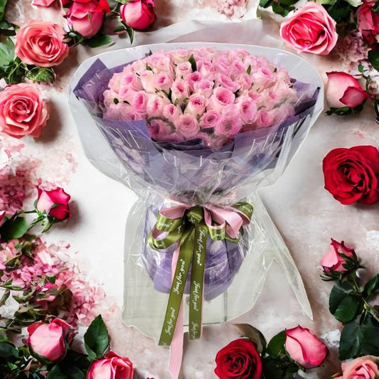 格蘭花店 - 天長地久 鮮花花束 (玫瑰99支及其他襯花) [GF00339]